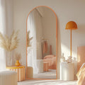 Antok Full Length Mirror, 58"x18" Floor Mirror, Arched Floor Standing Freestanding Arch Full Body Mirrors with Stand for Bedroom, Hanging Mounted for Living Room Cloakroom,Orange