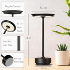 2 Pack Rechargeable Cordless Table Lamps, Portable 5000mAh LED Table Light, 3 Color Stepless Dimming Battery Powered Metal Table Lamp for Outdoo/Restaurant/Home/Patio.(Black)