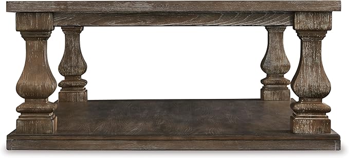 Signature Design by Ashley Johnelle Farmhouse Coffee Table with Weathered Gray Finish, Gray
