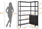 6-Shelf Corner Bookshelf, Vintage Industrial Corner Shelf Etagere Bookcase, Large Book Shelf with Metal Frame Open Storage Corner Cabinet (Black-Lockers)