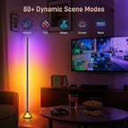Smart LED Corner Floor Lamp – 16 Million DIY Colors, 68+ Scenes, Music Sync, App & Remote Control, Ambient Color-Changing Light for Living Rooms, Bedrooms & Gaming Rooms (1 Pack)