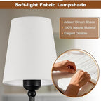 Kvhilw Bathroom Vanity Light, Matte Black Bathroom Light Fixtures, 5-Light Lighting Fixtures Over Miror, Modern Wall Sconce with Flared White Fabric Shade, E26 Socket(ETL Listed)