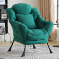 Lazy Chair for Living Room, Large Dark Green Lounge Accent Chair with a Throw Pillow, Leisure Sofa Chair Set, Comfy Reading Chair for Bedroom, Dorm Room, Office