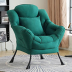Lazy Chair for Living Room, Large Dark Green Lounge Accent Chair with a Throw Pillow, Leisure Sofa Chair Set, Comfy Reading Chair for Bedroom, Dorm Room, Office
