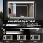 60x30 Large LED Bathroom Vanity Mirror -Black Aluminum Framed (Front and Backlit),Anti-Fog Illuminated Bathroom Mirror,Stepless 3 Colors Dimmable LED Smart Mirror(Horizontal/Vertical)