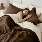 JOLLYVOGUE California King Comforter Set, Ultra-Soft Bed in a Bag Cal King Size 7 Pieces, Oeko-TEX Certified Bedding Set with Down Alternative Comforter, Sheets, Pillowcases & Shams, Brown & Beige