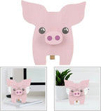 Wooden Pig Figurine Eyeglass Holder Glasses Organizer Stand Desktop Sunglasses Display Rack Wood Carving Decoration for Office Table