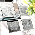 GIMORRTO Glass Mirrored Coaster 4 PC, Crushed Diamond Square Cup Mat 4" Decor on Tabletop for Bar Tools Dining Table