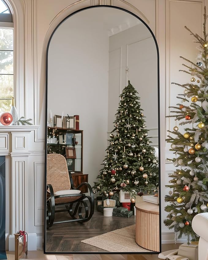 Suidia Arched Full Length Mirror, 76"x34" Floor Mirror Freestanding, Floor Standing Full Body Mirror with Stand for Bedroom, Hanging Leaning Mounted for Living Room Cloakroom, Black