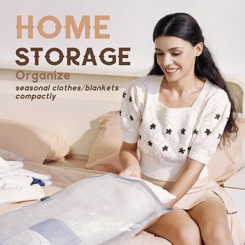 15 Jumbo Size Vacuum Bags for Clothes Storage, Vacuum Sealed Bags for Clothing, Bedding, Blankets and Comforters, Space Saver for Luggage Packing and Moving