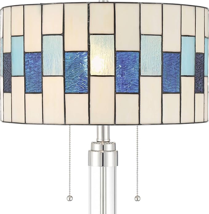 Robert Louis Tiffany Andra 60" High Art Glass Drum Shade Floor Lamp
