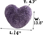 MorroMorn Fluffy Heart Throw Pillows, Shaggy Decorative Pillow for Sofa Couch Bed, Cute Room Decor Decorations for Women Girls Kids (Dark Purple)