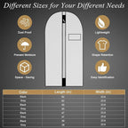 55-Inch Garment Bags Covers,Hanging Clothes Bag, Suit Cover Bags with Clear Window for Hanging Closet Clothes Storage and Travel (Black-55Inch)