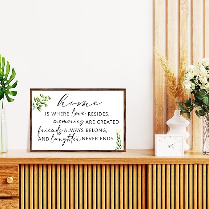 Home is Where Love Resides Sign Wood Plaque Wall Decor,Rustic Family Wooden Hanging Sign Wall Pediments for Home House Front Door Wall Decor