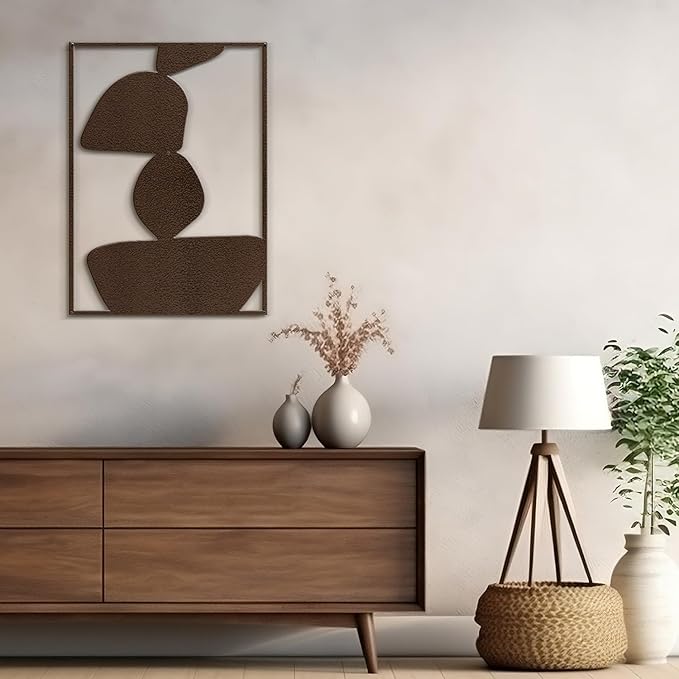 SIGNLEADER Metal Wall Art Decor Abstract Shapes Minimalist Modern Abstract Wall Sculpture Hangings Home Decoration for Living Room, Bedroom, Bathroom, Kitchen, Outdoor - 36" Bronze