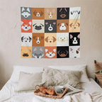 VUMIVI Dog Tapestry Funny Cartoon Pet Patterns Colorful Illustrations Square Animals Tapestry Wall Hanging for Living Room Bedroom Dorm Classroom Aesthetic Decor W60xL50in