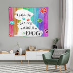 VUMIVI Cute Dog Tapestry Rainbow Color Planks Rustic Farmhouse Home Decor Pet Paws Tapestry Wall Hanging for Living Room Bedroom Dorm Classroom Aesthetic Decor W40xL30in