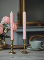 10" Candle Sticks, Ribbed Taper Candles, Blush Pink, 4-Pack, Unscented