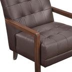 Lexicon Modern Accent Chair, Luxury Genuine Leather Match Living Room Chair with Tufted Cushions, Solid Wood Frame and Arm Rest, Comfy Upholstered Single Seat for Bedroom/Reading/Office, Dark Brown