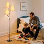 Floor Lamp for Living Room, 70" Tall Farmhouse Standing Lamp with Linen Shades, Industrial Rustic Tree Floor Lamps for Bedroom, Office and Dining Room(Bulb Not Included)