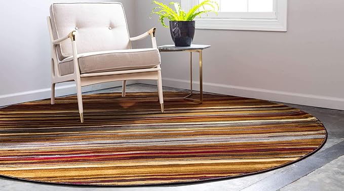 Unique Loom Barista Collection Area Rug - Icatu (7' 10" Round, Beige/ Brown)