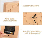Wooden Desk Clock, 4 inch Small Analog Clock Desktop Decoration, Modern Desk and Shelf Clock, Silent Non-Ticking Battery Operated Table Clock, Mantel Clock for Office, Living Room, Bedroom