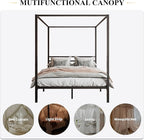SHA CERLIN Canopy Bed Frame Queen Size/Mattress Foundation with Metal Slats Support/No Box Spring Needed/Easy Assembly/Black
