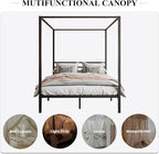SHA CERLIN Canopy Bed Frame Full Size/Mattress Foundation with Metal Slats Support/No Box Spring Needed/Easy Assembly/Black