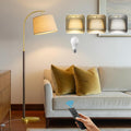 63" Wood Floor Lamp for Living Room Dimmable Standing Lamp with Remote & Foot Switch, 3 Color Temperatures Tall Lamp Mid Century Modern Floor Lamp for Bedroom Office, 9W Bulb Included, Walnut Brown