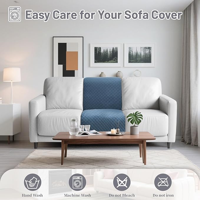 Reclining Sectional Couch Covers 100% Waterproof L Shape Recliner Couch Covers for Sofa Pets Washable Anti Slip 1 Additional Couch Cover for Reclining Couch (Additional Seat, Dark Blue)