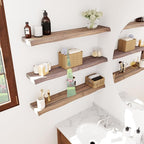 36" Acacia Live Edge Floating Shelves Set of 2 - Wall Mounted Wooden Shelf for Stylish Home Décor - Dark Walnut Color 36x7.5x1.5 Inches