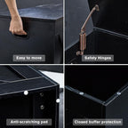 47.2” Storage Bench,Extra Large Wooden Storage Chest with 2 Safety Hinges,entryway Bench,Blanket Storage,Shoe Storage Bench for Entryway,Bedroom,Living Room,Easy Assembly-Black