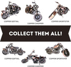 Trebisky Metal Motorcycle Sculpture (Copper Sportster) – Vintage Scrap Art Desk Decor for Office & Home, Unique for Dad, Men, Father, or Biker Enthusiasts