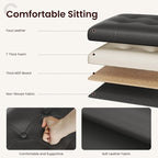 YOUDENOVA 15 inches Folding Storage Ottoman, Cube Storage Boxes, Small Ottoman with Foam Padded Seat, Support 300lbs (Black, Leather)