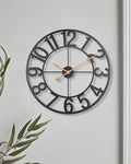 Large Clocks for Living Room Decor, Silent Non Ticking Wall Clocks Battery Operated, 18 Inch Decorative Analog Metal Indoor Outdoor Wall Clock for Kitchen, Bedroom, Office, Patio - Black
