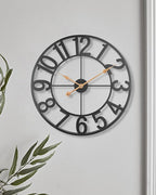 Large Clocks for Living Room Decor, Silent Non Ticking Wall Clocks Battery Operated, 18 Inch Decorative Analog Metal Indoor Outdoor Wall Clock for Kitchen, Bedroom, Office, Patio - Black