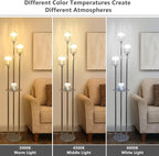 HMVPL Crystal Floor Lamps for Living Room, Modern Floor Lamp with Shelves, 3-Lights Standing Lamp with Crystal Shade, On/Off Foot Switch, Silver Corner Floor Lamp for Bedroom Living Room Office(66")