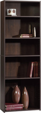 Sauder Beginnings 5-Shelf Bookcase, Bookshelf with Adjustable Storage Shelves, in Cinnamon Cherry finish