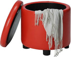 Designs4Comfort Round Accent Storage Ottoman with Reversible Tray Lid