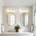 3-Light Modern Bathroom Light Fixture Chrome Bathroom Vanity Lights Over Mirror Wall Sconce Lighting with K9 Crystal Shades E26 Base for Bedroom, Living Room, Hallway, Cabinet Wall Lamp