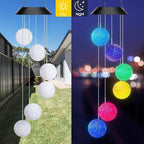 AceList Color Changing Solar Power Wind Chime Crystal Ball Wind Chime Wind Mobile Portable Waterproof Outdoor Windchime Light for Patio Yard Garden Home