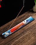 Japanese Incense Stick Holder with Ash Catcher - Ceramic Incense Burner with Traditional Ukiyo-e Art, for Zen Meditation, Home Decor & Gift