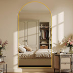 Suidia Arched Full Length Mirror, 78"x38" Floor Mirror Freestanding, Floor Standing Full Body Mirror with Stand for Bedroom, Hanging Leaning Mounted for Living Room Cloakroom, Gold