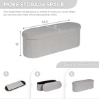 B FSOBEIIALEO Ottoman with Storage for Living Room, Sherpa Folding Storage Ottoman Foot Rest, 43.3 Inches Collapsible Bedroom Bench Grey