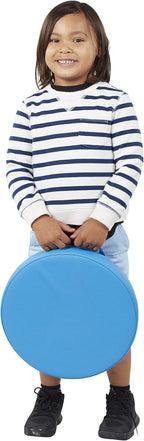 Factory Direct Partners SoftScape 15 inch Round Classroom Floor Cushions with Handles; Flexible Seating for Daycare, Preschool, Playroom; 2 inch Thick Deluxe Foam (6-Piece) - Navy/Powder Blue, 11232