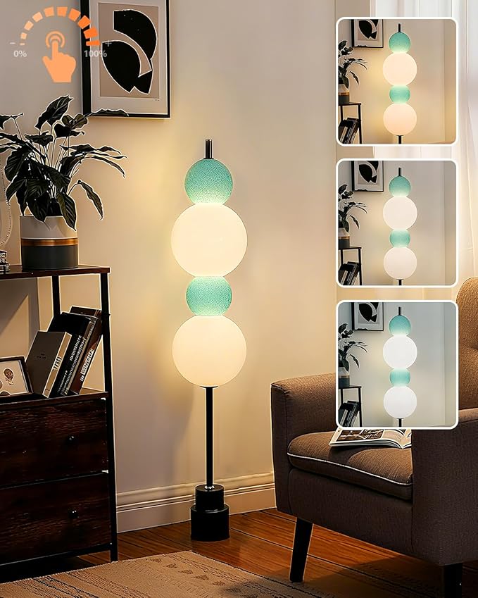 Lightdot Blue Globe Floor Lamp with 3 Color Temperatures LED Bulbs Included,Dimmable Floor Lamps with Touch Switch,Unique Modern Standing Tall Lamp for Bedroom Living Room/Sofa Beside/Corner Decor