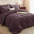 CozyLux Full Size Comforter Sets Cocoa Powder, 7 Pieces Pintuck Bed in A Bag Cocoa Powder Comforter Full Size, Pinch Pleat Bedding Sets with All Season Comforter, Sheets, Pillowcases & Shams