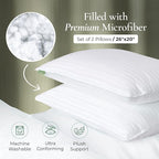 Fern and Willow Premium Bed Pillows - Set of 2, 26"x20" - Luxurious Ultra-Soft Cooling Pillow - Hotel Quality, Down Alternative Fill, Medium Firm Support for Side, Back & Stomach Sleepers