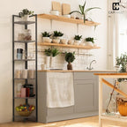 CAPHAUS 6-Tier Corner Shelf, 71.1-Inch Tall Corner Bookshelf with Metal Frame, Round Corner Shelf Unit for Bathroom, Living Room, Home, Office, Dark Grey