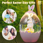 Easter Snow Globe Decorations for The Home Lighted Bunny Statue with Easter Eggs, Perfect Spring Decor and Gifts, Pink